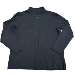 Boss Hugo Boss Men's 100% Cotton 1/4 Zip Gray LS Polo Shirt Pullover, Size XL